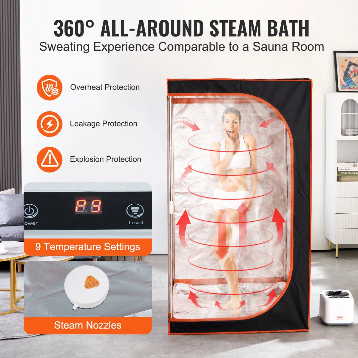Portable steam sauna tent for home, view 3