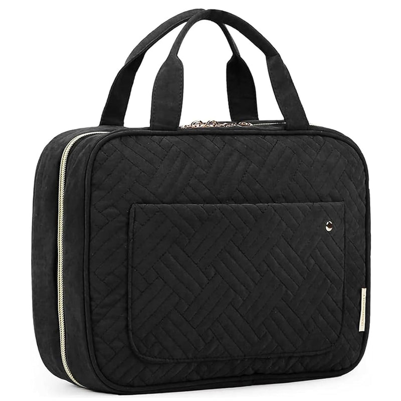 Toiletry Bag Travel Bag with Hanging Hook, Water-Resistant Makeup Cosmetic Bag Travel Organizer for Accessories, Shampoo, Full-Size Container, Toiletries (Black, Medium)
