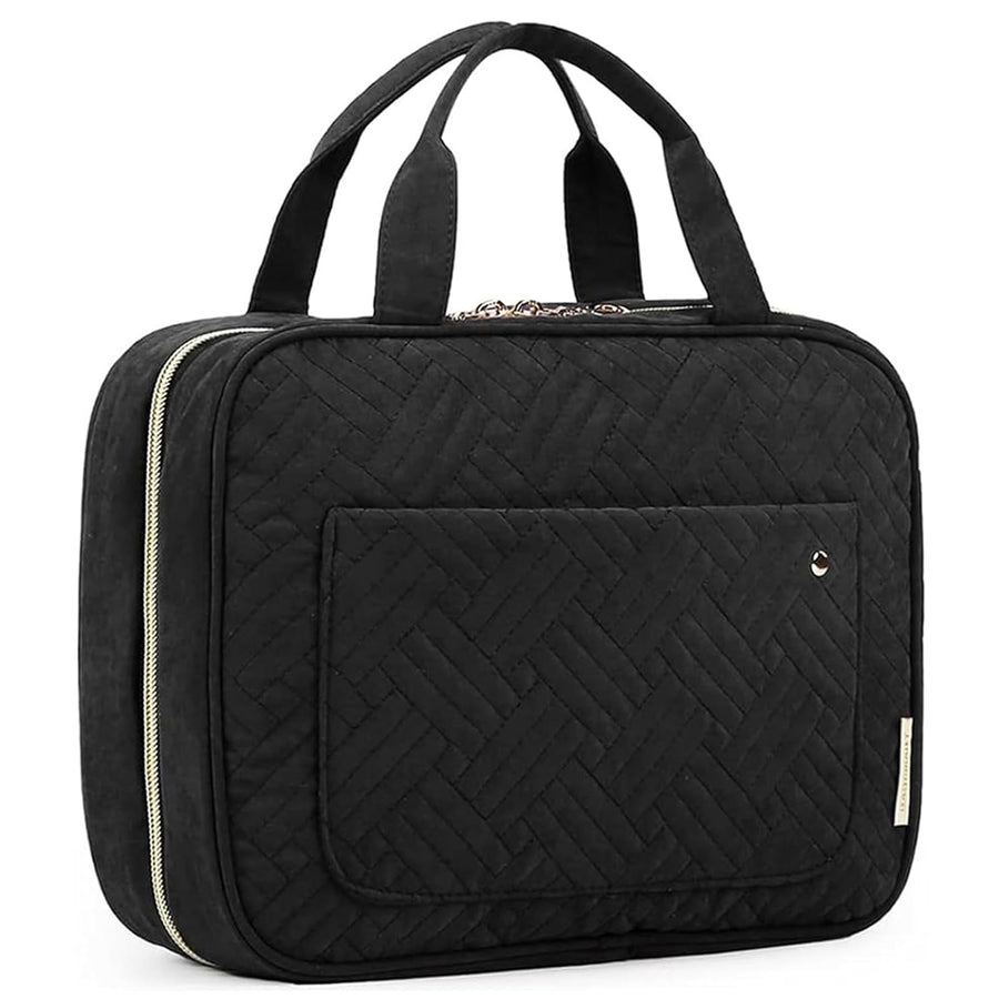 Toiletry Bag Travel Bag with Hanging Hook, Water-Resistant Makeup Cosmetic Bag Travel Organizer for Accessories, Shampoo, Full-Size Container, Toiletries (Black, Medium)
