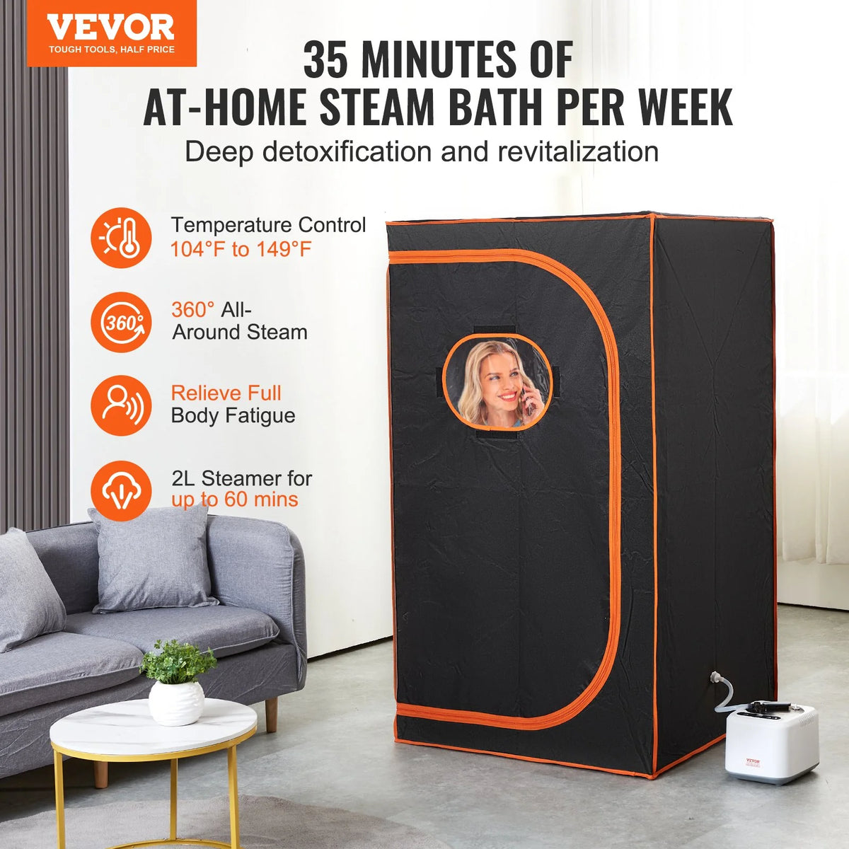 Portable steam sauna tent for home, view 2