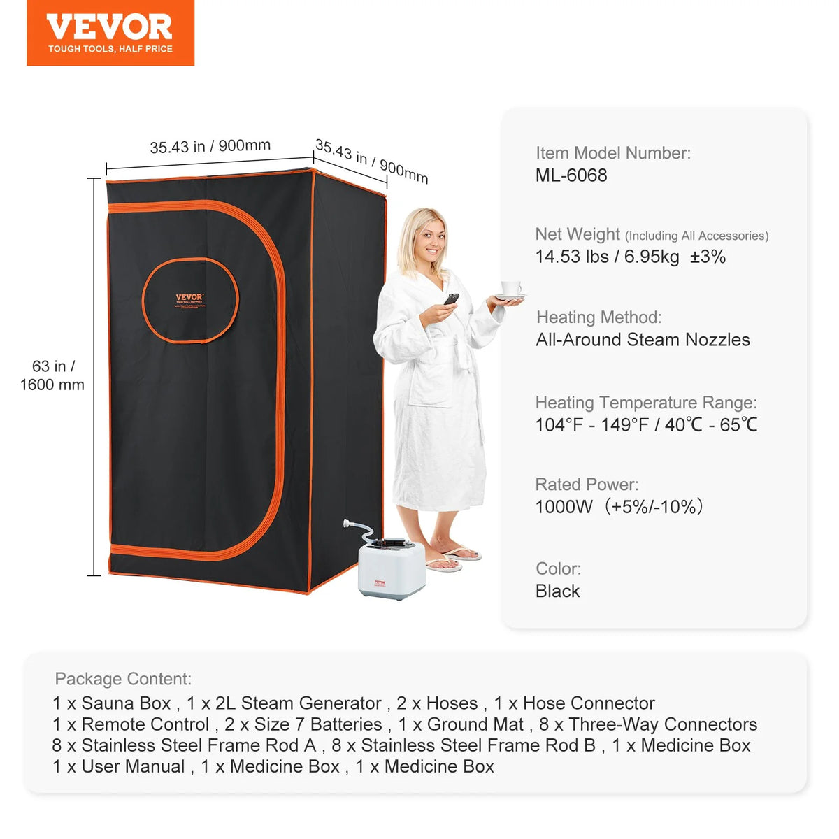 Portable steam sauna tent for home, view 7